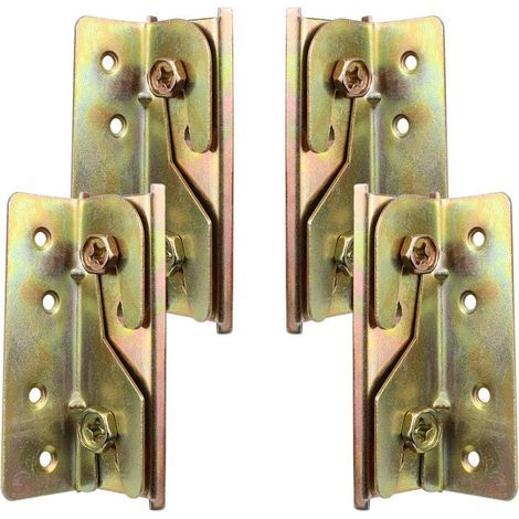 Ensemble de 4 supports de fixation robustes et résistants à la rouille pour rail de lit sans mortaise avec vis (1/5)