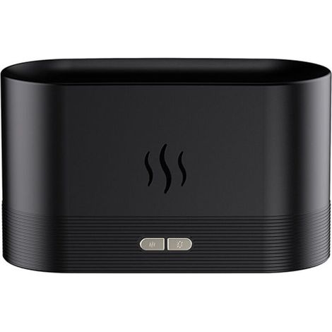 Fragrance Humidifier, Ultrasonic Air Humidifier with LED Lighting, Coloured Flame Simulation, Fragrance Machine, USB (Black) (1/4)