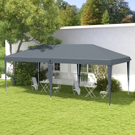 Tonnelle de jardin pliante 6 x 3 m. Tente de réception avec sac de transport. Grise.