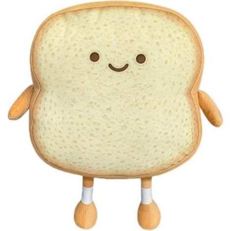 Decorative toast-shaped cushion, soft plush toy for children and adults, fun bedroom ornament (gold) (1/5)