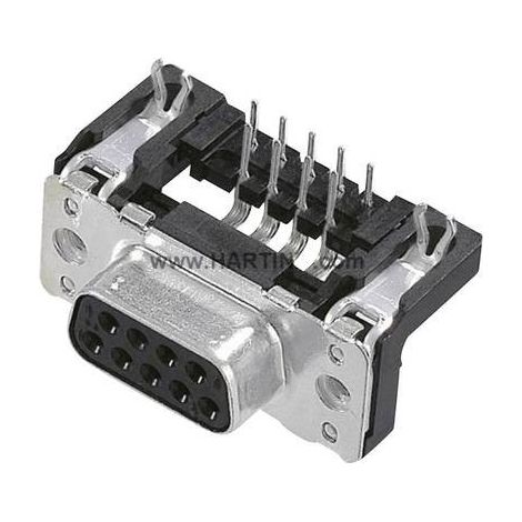 Harting 09 66 452 6611 Connettore femmina SUB-D 90 ° Numero Poli (num): 37 A saldare 1 pz.