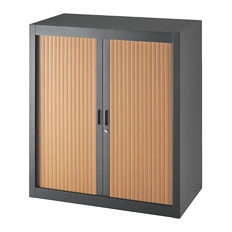 Armoire à rideaux démontables Economique 100 x 90 cm noir-hêtre - Maxiburo (1/2)