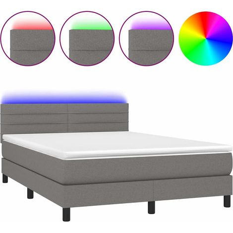 Maison Exclusive - Sommier à lattes de lit et matelas et LED Gris foncé 140x190 cm (1/5)