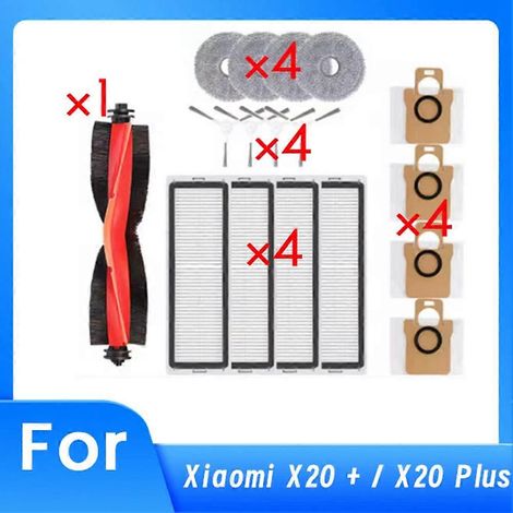 17 pièces Brosse et filtre Sac à poussière Lingette de lavage et Couvercle de brosse principale Kit pour Xiaomi X20+ X20 Plus Pièces pour aspirateur de remplacement (1/5)