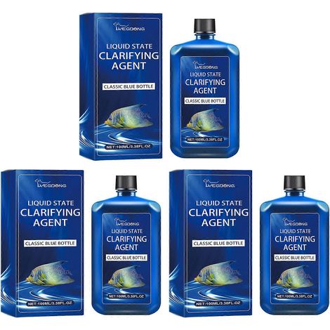 Clarifiant d'eau à action rapide pour aquarium, purifie l'eau trouble des aquariums d'eau douce et d'eau de mer - Solution de purification d'eau sûre pour aquariums plantés (3 pièces) (1/5)