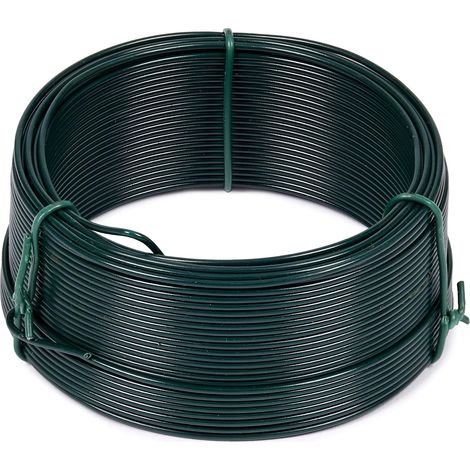 1 - Fil De Liaison - Fil Métallique - Enduit Pvc Vert - Pour Jardinage Et Bricolage - Attache Tuteurs Et Arbustes - Vert - 50M X 1,3Mm