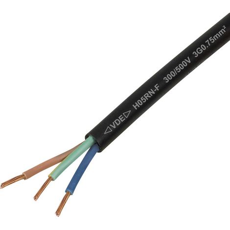 TRU COMPONENTS TC-13389180 Cavo in gomma H05RN-F 3 G 0.75 mm² Nero 50 m