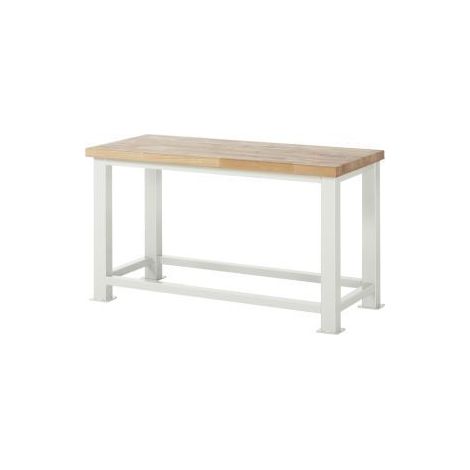 Schwerlast-Werkbank Classic B1500xT700xH850mm Buche massiv lichtgrau RAU