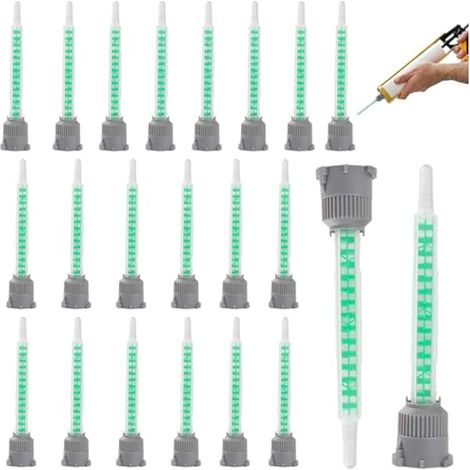 20 Pieces Buses de Mélangeurs Statiques, Époxy Buse de Mélange Statique, Buse Mélange Epoxy, Pour Cartouches de Colle AB Colle Plastique Colle Bi-Composant Pistolet à Colle 2K (1/5)
