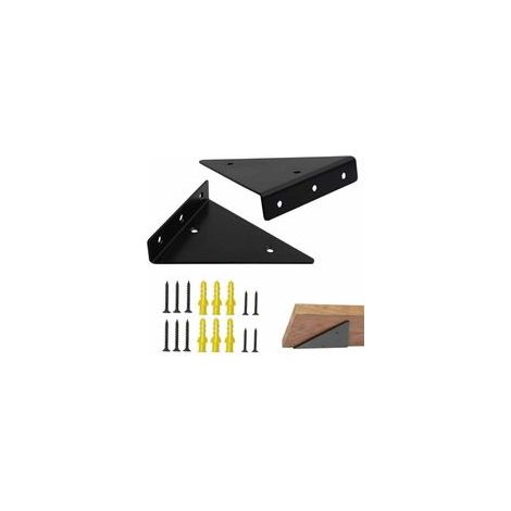 Etagere Murale Fixation Invisible 17cm 2 Pièces Triangle Équerre Étagère Support Invisible Etagere Support d'étagère Invisible en Métal Support d'étagèRe en Triangle en Métal Flottant Noir Av