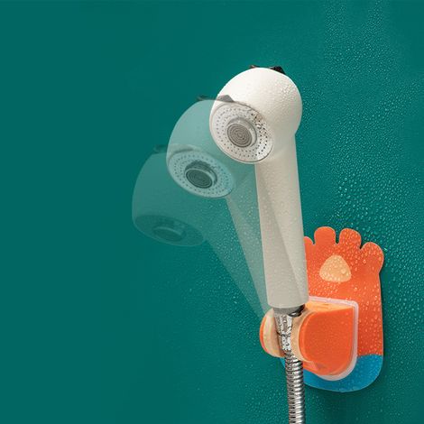 Duschkopfhalterung Badezimmer Nagelfrei Nahtlose Wasserdichte Duschhalterung mit Haken Orange (1/3)