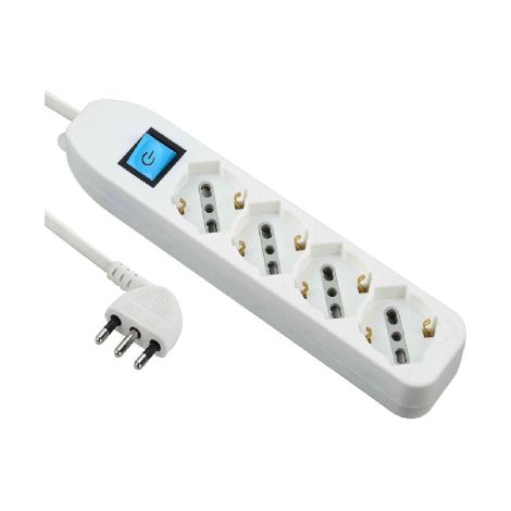 1PZ MULTIPRESA 4PRESE BIPASSO/SCHUKO + INTERRUTTORE BIANCA FIGURA 8 (1/4)