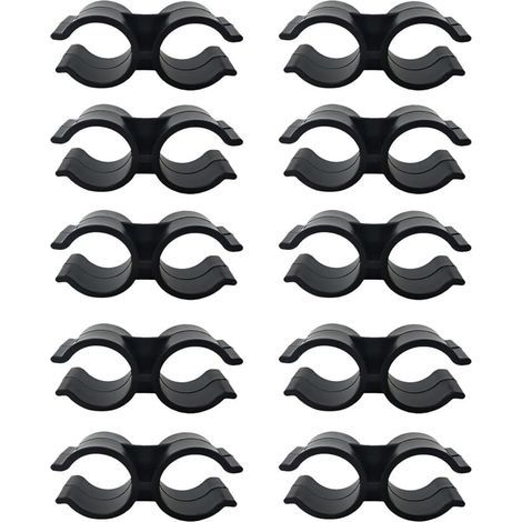 Lot de 10 Colliers de Serrage Plastique PVC, Collier Serrage Tuyau Doubles pour étagère, Connecteur de Chaîne, Panneaux de Clôture, Accessoires de Fixation, Noir (1/5)