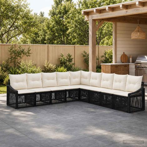 Teenpull – Gartensofa-set 9 Stk. Schwarz Poly-Rattan (1/5)