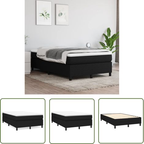 The Living Store Sommier à lattes de lit avec matelas Noir 120x200 cm Tissu - Lit Double - Lit Tapissier - Matelas Ressorts Ensachés - Literie - Chambre À Coucher (1/5)
