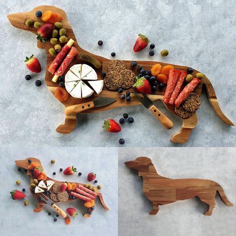 Planche À Découper En Forme De Chien - Assiette Repas Chien - Pour Cuisine Familiale Ou Fêtes - 40 cm - En Bois Naturel - 1 Pièce (1/5)
