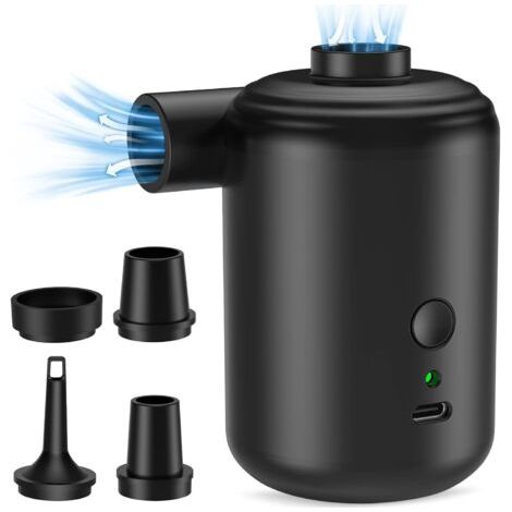 Pompe à Air Électrique Gonfleur Dégonfleur, Pompe à Air Rechargeable 4000 mAh avec 4 Buses pour Matelas, Portable Pompe à Air pour Pneumatique, Matelas Gonflables, Pataugeoire,Anneau de Natation