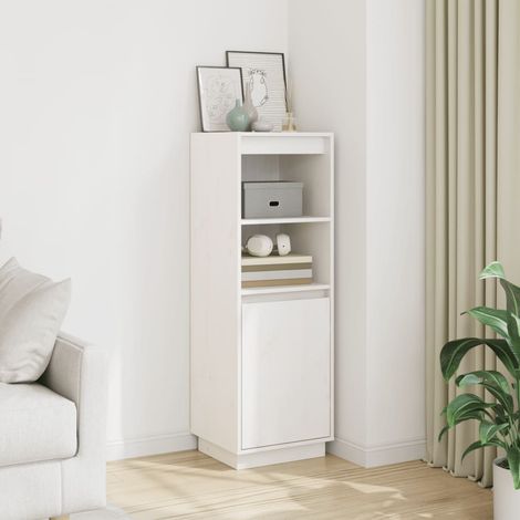 Highboard Weiß 37x34x110 cm Massivholz Kiefer