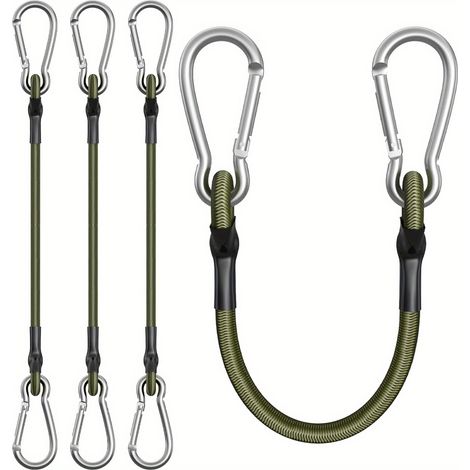 Lot de 4 cordes élastiques avec mousquetons - 30 cm (12 pouces) - Élastiques flexibles en caoutchouc pour le camping, les bagages, le transport de marchandises et le matériel de plein air (4 pièces)