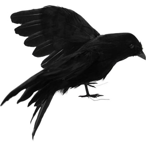 corbeau artificiel pour Halloween, décoration réaliste pour fête d'Halloween, jardin de ferme (30 cm, avec largeur (1/5)