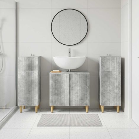 vidaXL 3 Piece Bathroom Cabinet Set ARNHEM Concrete Grey (1/5)