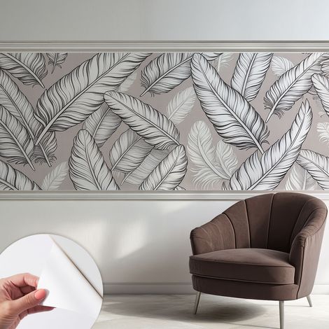 Papier peint autocollant avec imprimé pour intérieur moderne application facile a motif Plumes subtiles 250x104 cm (1/5)