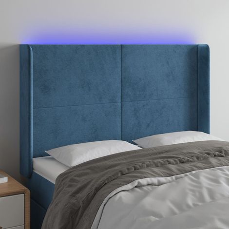 Cabecero con LED de terciopelo azul oscuro 147x16x118/128 cm vidaXL (1/5)