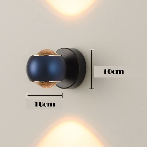 10-W-Nachttischlampe, 360° drehbare Wandleuchte, schlichte Wandleuchte fürs Schlafzimmer, moderne LED-Wandleuchte, dreifarbiges Licht, geeignet für Badezimmer/Wohnzimmer/Schlafzimmer (blau)