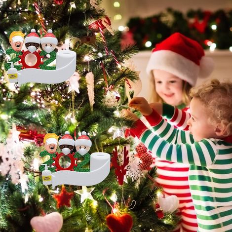Suspension décorative de Noël 2020 personnalisée pour famille survivante, ornement d'arbre de Noël gravé, pendentif commémoratif (1/4)