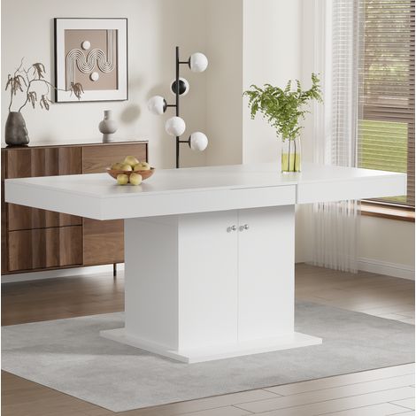 Ausziehbarer Esstisch mit Stauraum, Rechteckiger Tisch für Esszimmer, 140/180×80×76 cm (1/5)