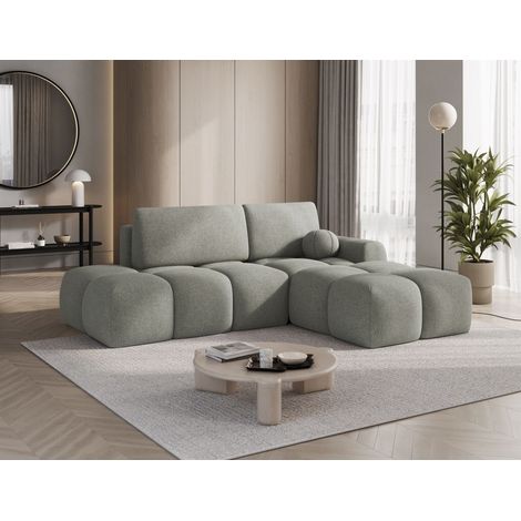 Ecksofa mit Schlaffunktion Sofa PLAY Stoff Sicuro Salbeigrün Ottomane Rechts (1/5)