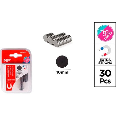 Aimants de fixation Ø10 mm 30 pièces blister