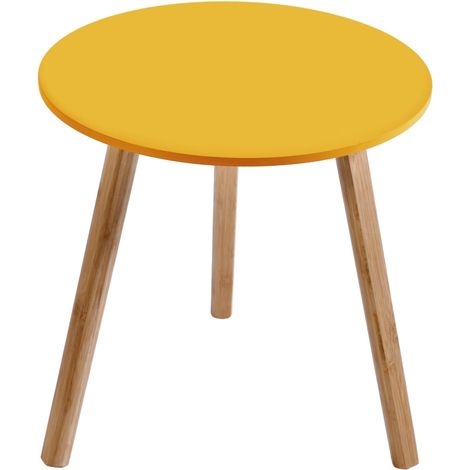 tavolino salotto "lizzy" mostarda in bamboo, ø40 cm
