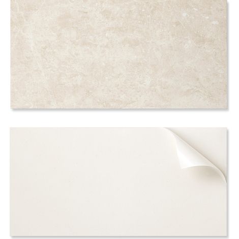 Baldosas decorativas autoadhesivas de vinilo color piedra natural clara, 10x40x20 cm.