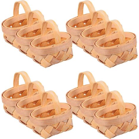 Lot de 12 mini-paniers tressés à la main, paniers en copeaux de bois, mini-paniers décoratifs (1/5)
