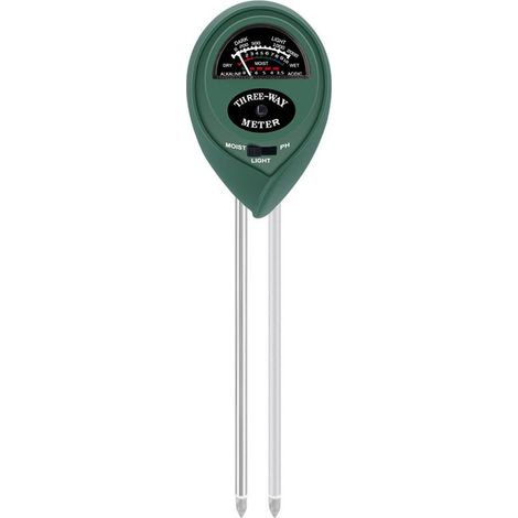 Testeur de pH du sol 3 en 1 avec détecteur d'humidité et lumière, outil de jardinage pour pelouse, ferme, intérieur et extérieur, aucune batterie requise, vert foncé (1/5)