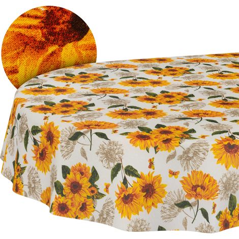 Nappe enduite Tournesol Ovale 180x140 cm intérieur/extérieur (1/5)