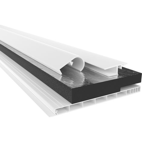 HEXIM Rollladenkastendeckel mit Dämmung, Rollladendeckel PVC Rollladen Profile Revisionsklappe Fenster: 120 cm - Länge, Komplettset 140 mm - Breite