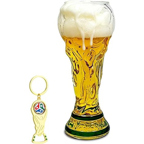 Verre à bière football 500ml - Avec décapsuleur trophée - Version transparente - Fêtes famille soirées foot - Velunor (1/5)