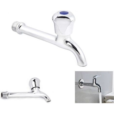 ROBINET MURAL CHROMÉ POUR SALLE DE BAIN ET CUISINE RACCORD 1/2" BEC 17 CM DE LONG DGO-152 (1/2)