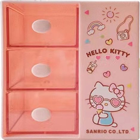 Coffre de bureau rose avec tiroir intégré, boîte de rangement en plastique pour maquillage, design mignon et compartiment caché pour la maison (1/5)