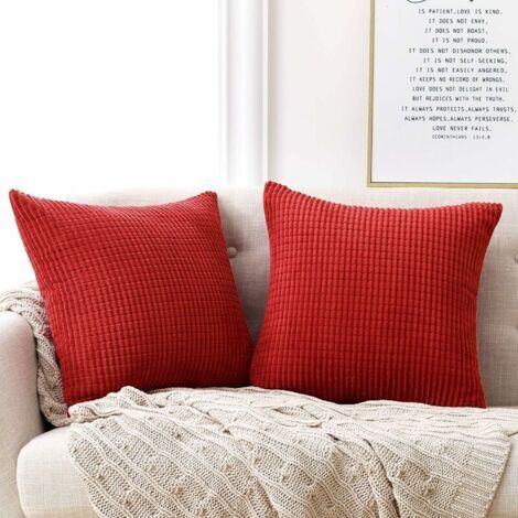 Lot de 2 Housse de Coussin Rouge Vif en Velours 40x40cm pour Salon Housse De Coussin Decoratif (1/5)