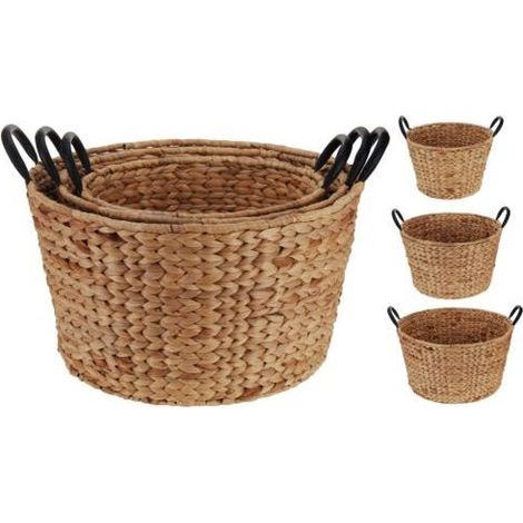 Set 3 cestas trenzado maiz redondo 449000080