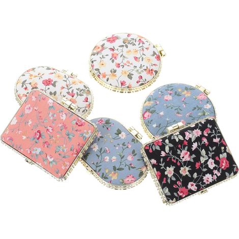 6 Pièces Miroir Double-Sided Pliable, Motifs Imprimés, Soins Personnels, Voyage (1/5)