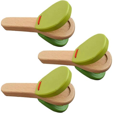 Lot de 3 planches sonores portables amusantes pour bébés, castagnettes en bois (style aléatoire)-12.50X4.50X3.00CM