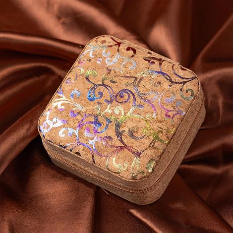 Boîte à bijoux vintage portable mini pour filles et femmes - Étui de voyage pour boucles d'oreilles, colliers, bagues, bracelets, avec organisateur de rangement décoratif (1/4)