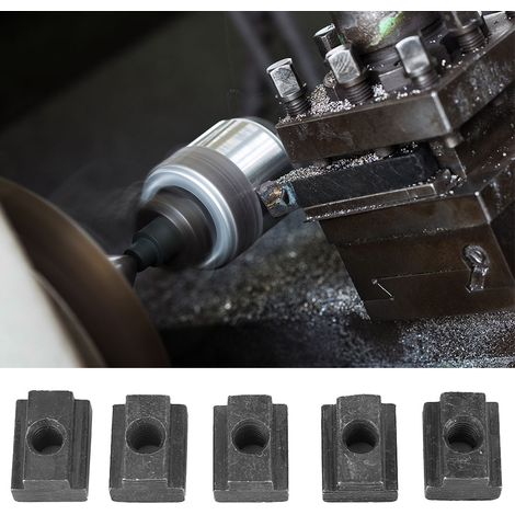 Lot de 5 écrous en T taraudés M6 en acier au carbone de grade 8.8, finition oxyde noir. (1/5)
