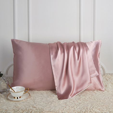 LAN Seidenkissenbezug 4874 cm, 100 % Maulbeerseide, mit verdecktem Reißverschluss, Prinzessinnenrosa (1/5)