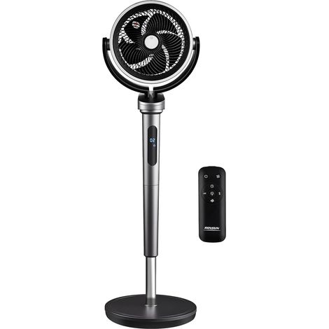 Ventilateur sur Pied Silencieux 3 en 1, Circulateur d’Air Puissant, 8 Vitesses, 3 Modes, Minuterie 9H (Noir, Tactile + télécommande, 32 Vitesses avec Boîte à Parfum) (1/5)