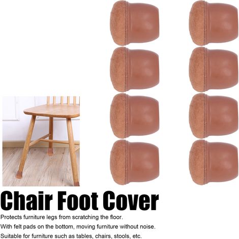 Couvre-pieds de chaise en TPE, 8 pièces, protection de sol, Kit de capuchons de pieds de meubles pour tabouret de Table, marron M (1/5)